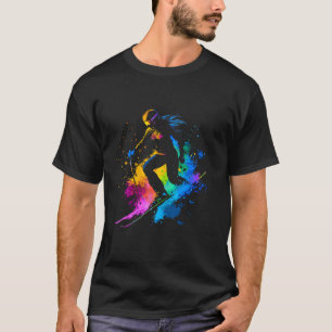 Wintersport Alpin Malerei Splash Skifahrer Schnee T-Shirt
