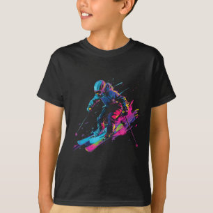 Wintersport Alpin Malerei Splash Skifahrer Schnee T-Shirt