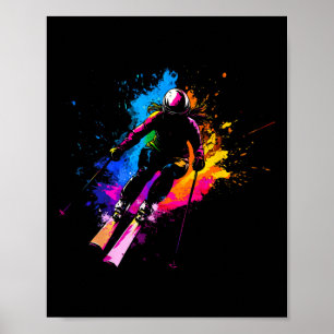 Wintersport Alpin Malerei Spritzer Skifahrer Schne Poster