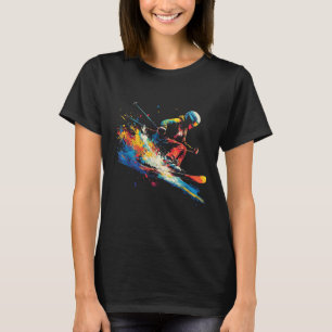 Wintersport Alpiner Malerei Spritzer Skifahrer Sch T-Shirt