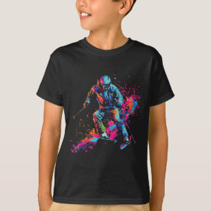 Wintersport Alpiner Malerei Spritzer Skifahrer Sch T-Shirt
