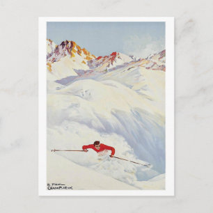 Wintersport auf Bergen, vintage Reise-Postkarte Postkarte