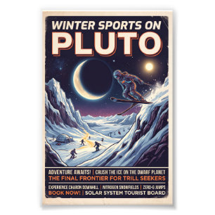Wintersport auf Pluto - Vintage Sci-Fi Fotodruck