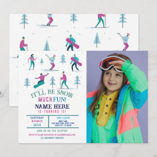 Wintersport Geburtstag Girls Ski Snowboard Foto Einladung