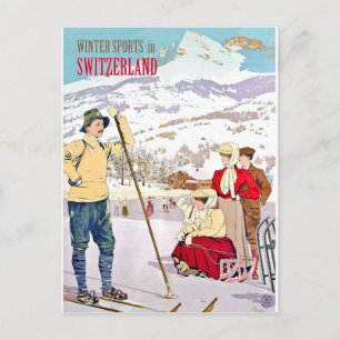 Wintersport in der Schweiz, Vintage Postkarte