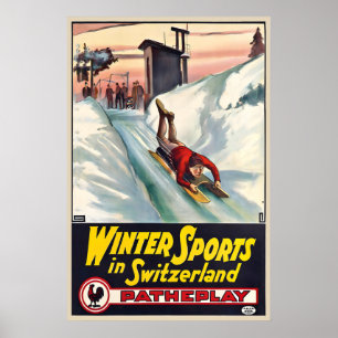 Wintersport in der Schweiz Vintage-Skiplakat Poster