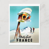 Wintersport in Frankreich, kleiner Vogel auf ihrer
