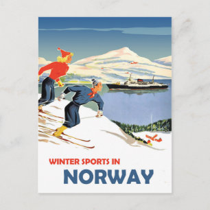 Wintersport in Norwegen Postkarte