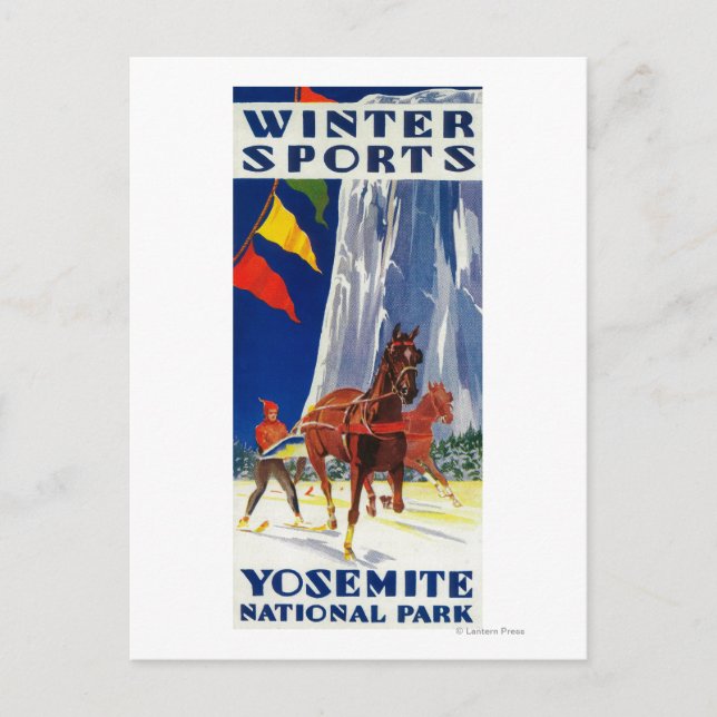 Wintersport in Yosemite PosterYosemite, CA Postkarte (Vorderseite)
