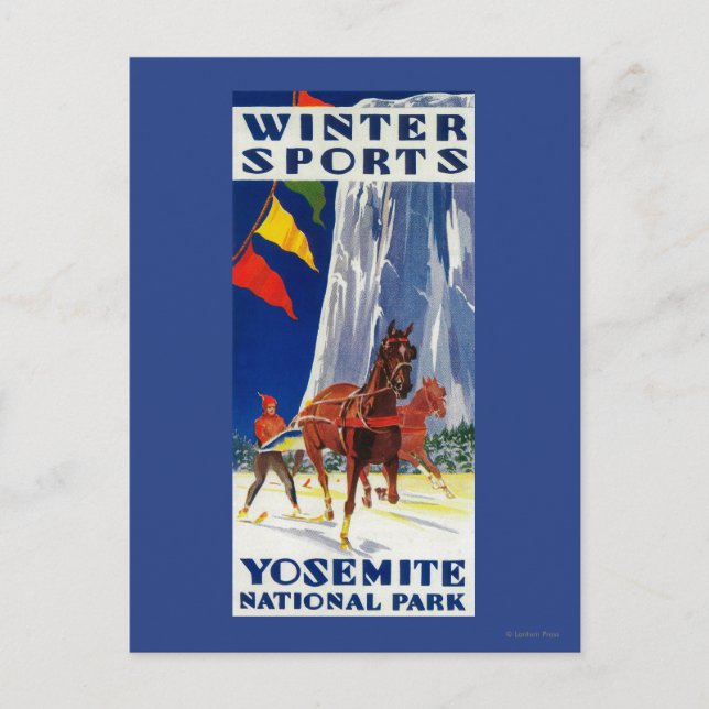 Wintersport in Yosemite PosterYosemite, CA Postkarte (Vorderseite)