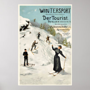 Wintersport Schneeschuhe Skifahren Alpen Berge Poster