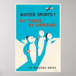 Wintersport Schweiz Fliegen Sie mit dem Flugzeug d Poster