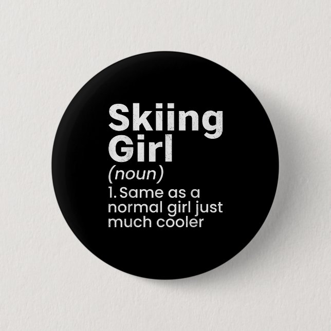Wintersport Skifahren Mädchen Lustige Definition S Button (Vorderseite)