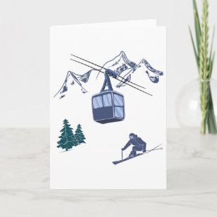 Wintersport Skifahren Schneeszene Vintage-Skigebie Karte