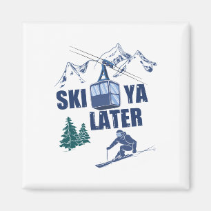 Wintersport Skifahren Schneeszene Vintage-Skigebie Magnet