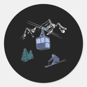 Wintersport Skifahren Schneeszene Vintage-Skigebie Runder Aufkleber