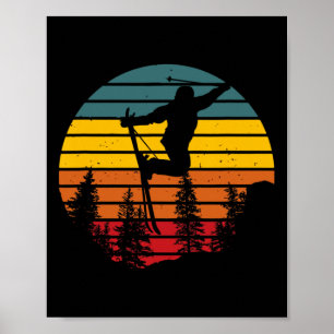 Wintersport Skifahrer Snowboarder Retro Vintage Poster
