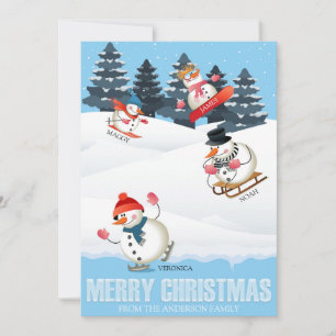 Wintersport Snowmen Illustration Weihnachten