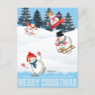 Wintersport Snowmen Illustration Weihnachten
