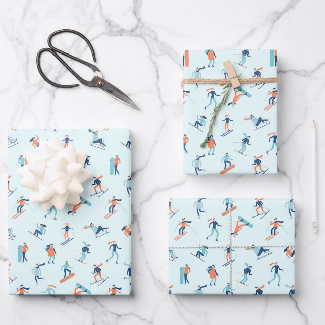 Wintersportart Geschenkpapier Set (Vorderseite)