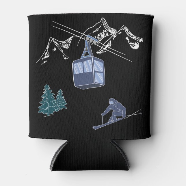 Wintersportarten in der Skizze Dosenkühler (Vorderseite)