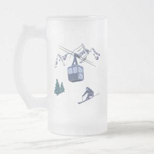 Wintersportarten in der Skizze Mattglas Bierglas