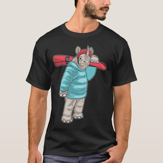 Wintersportarten Rhino Skier T-Shirt (Vorderseite)