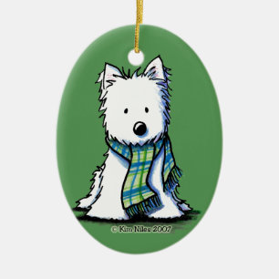 Wintersportarten Scarf Westie Keramik Ornament