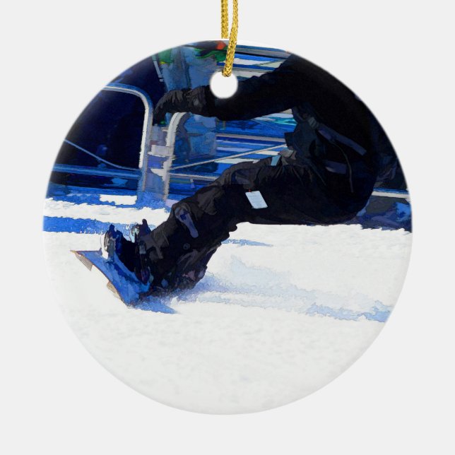 Wintersportgeschenk für Snowboarder Keramikornament (Vorne)