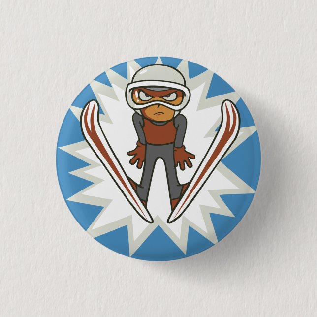 Wintersportski Jumper Flair Pinback Button (Vorderseite)