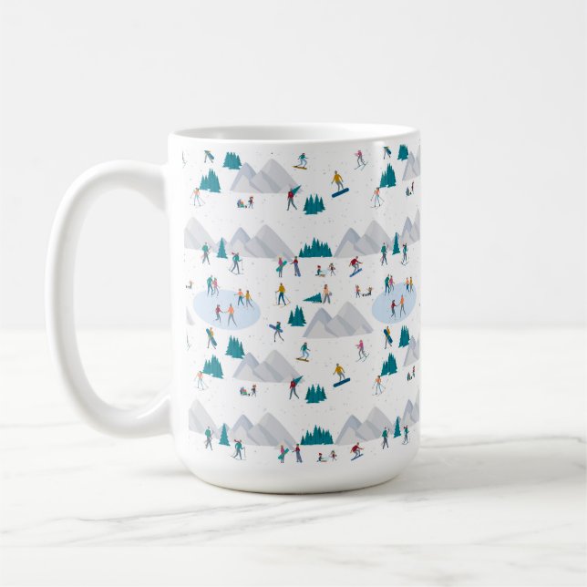 Wintersporturlaub Fun Muster Kaffeetasse (Links)