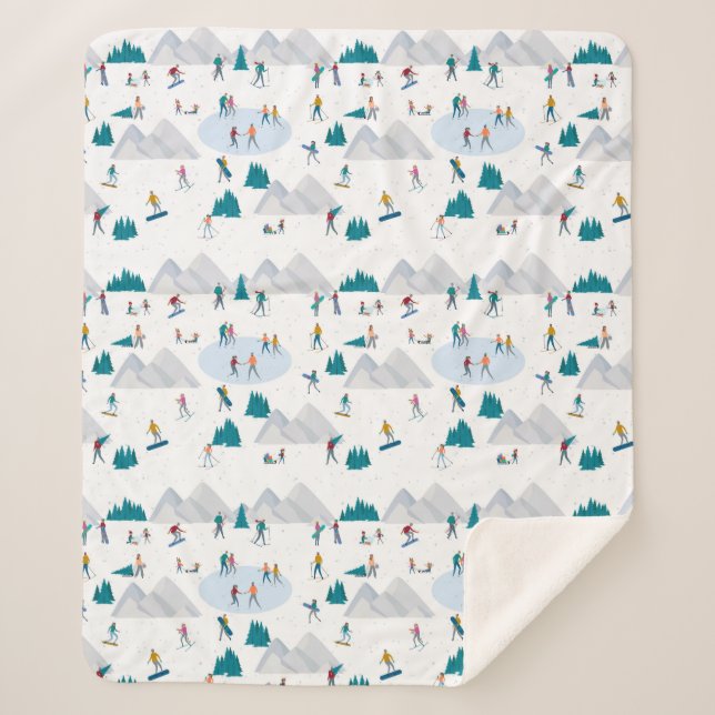 Wintersporturlaub Fun Muster Sherpadecke (Vorderseite)