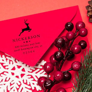 Winterspringen Rentier-Rücksendeadresse Gummistempel