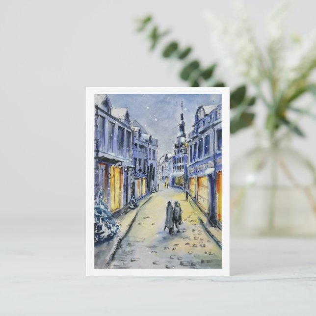 Winterstadt Postkarte (Stehend Vorderseite)