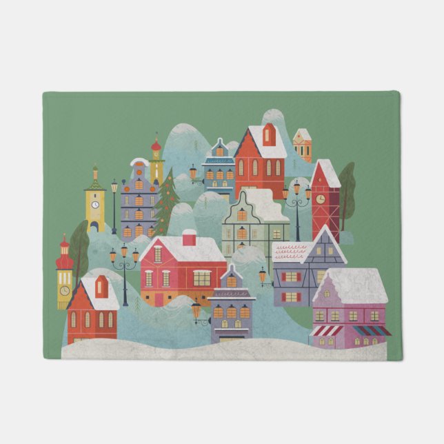 Winterstadt Weihnachten Fußmatte (Vorderseite)
