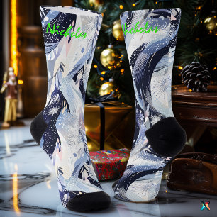 Winterstarrsocken in Navy und Mattiert Blue Socken