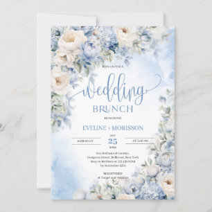 Winterstaubblauer und Elfenbein-Blume Hochzeitsbru Einladung