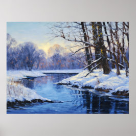 Winterstille am Fluss Frozen Havel Poster