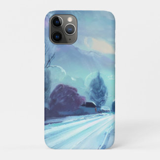 Winterstraße in der Abenddämmerung mit Bäumen Case-Mate iPhone Hülle
