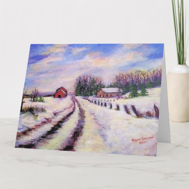 Winterstraße Origne Landschaft Art Grußkarte Karte (Vorderseite)