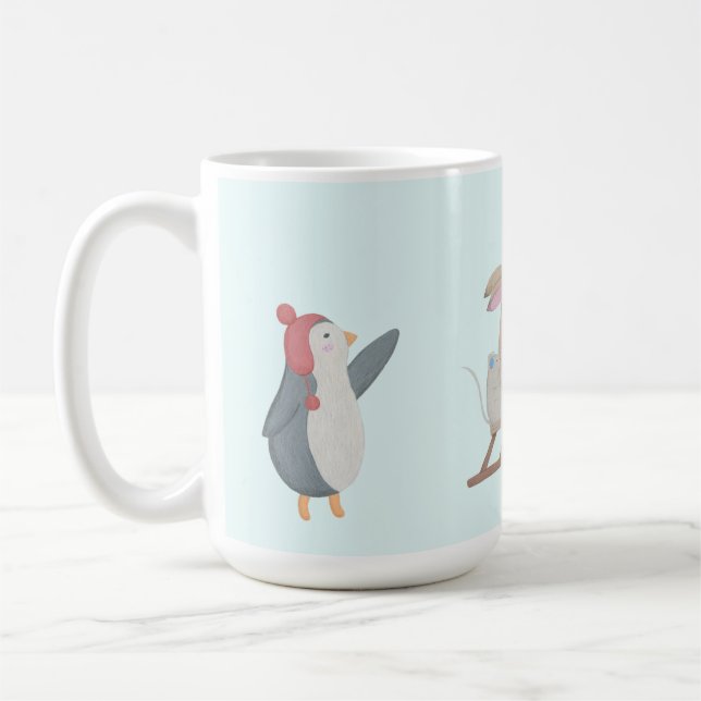 Winterszene in süße Tier Kaffeetasse (Links)