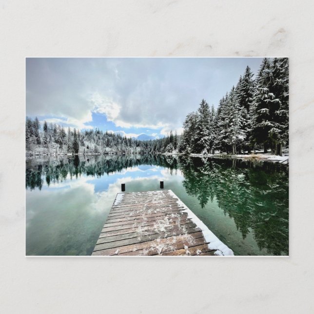 Wintertag am Crestasee in Flims Postkarte (Vorderseite)