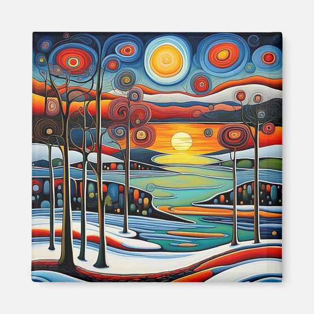 Wintertag bei Sonnenuntergang 12 Magnet (Vorne)