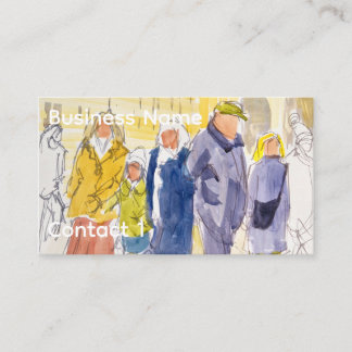 Wintertag in englischer Stadt Aquarellmalerei Visitenkarte