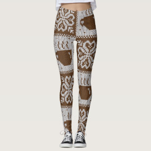 Wintertassen gekocht: heißes Getränkemuster. Leggings