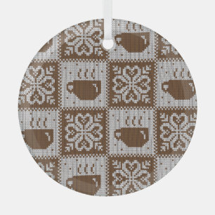 Wintertassen gekocht: heißes Getränkemuster. Ornament Aus Glas