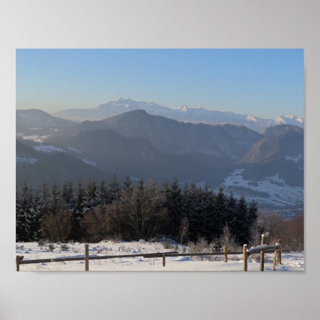 Wintertatras Aussicht von Beskid Sądecki Poster (Vorne)