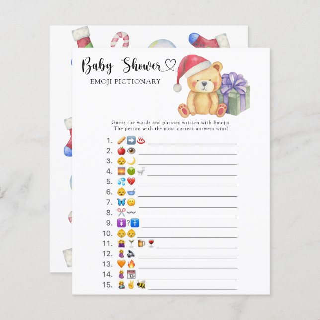 Winterteddybär - Emoji-Picknickspiel (Vorne/Hinten)