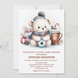 Winterthematische niedliche Bärenspielzeug-Kaffeem Einladung