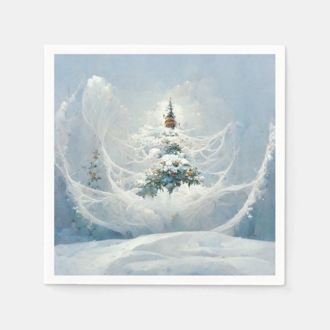 Winterthematische Papierserviette für Partys. (Vorderseite)